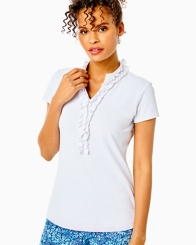 UPF 50+ Luxletic Frida Ruffle Polo Top