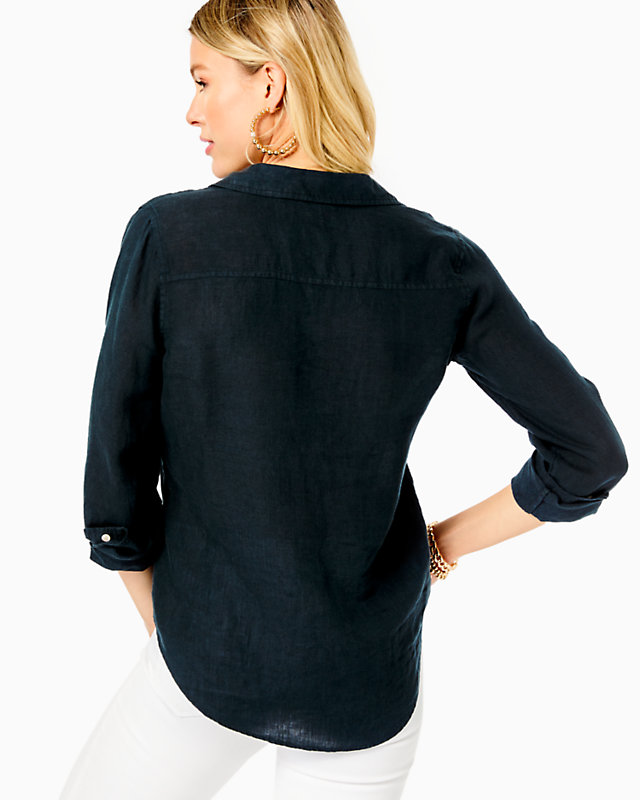 Sea View Linen Button Down Top