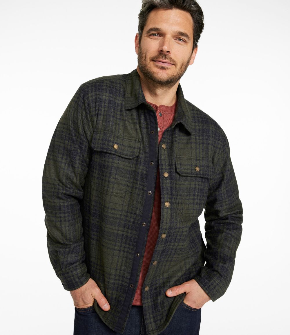 Men's Maine Guide Lightweight Lined Wool Field Shirt, Plaid