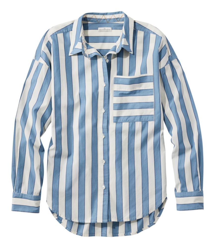 Women's Signature Premium Essential Poplin Shirt, Long-Sleeve Novelty Stripe