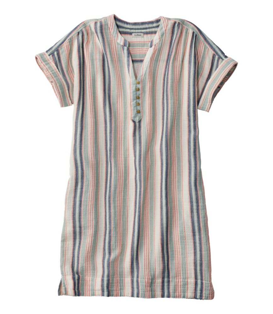 Women's Cloud Gauze Short-Sleeve Shift Dress, Stripe