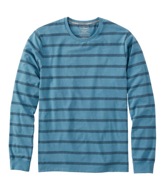 Men's Comfort Stretch Pima Tee Shirt, Long-Sleeve, Stripe