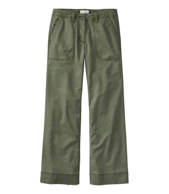 Women's Signature Cotton/TENCEL Utility Pants, Mid-Rise Wide-Leg Ankle-Length