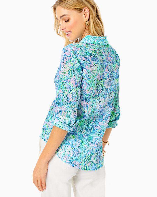 Sea View Linen Button Down Top