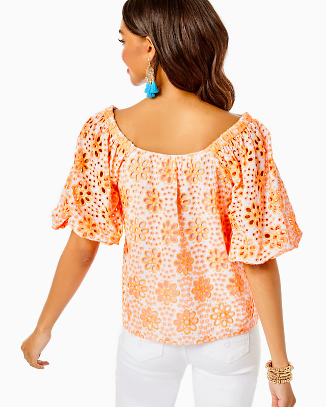 Kerrigan Elbow Sleeve Eyelet Top