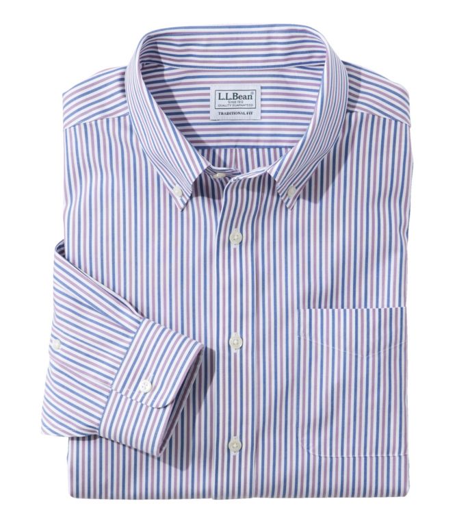 Men's Wrinkle-Free Pinpoint Oxford Cloth Shirt, Traditional Fit Stripe