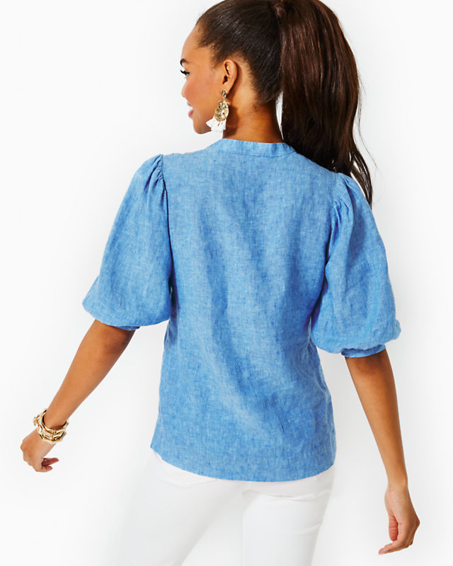 Mialeigh Elbow Sleeve Linen Top