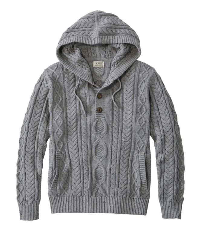 Men's Bean's Heritage Soft Cotton Fisherman Sweater, Henley Hoodie