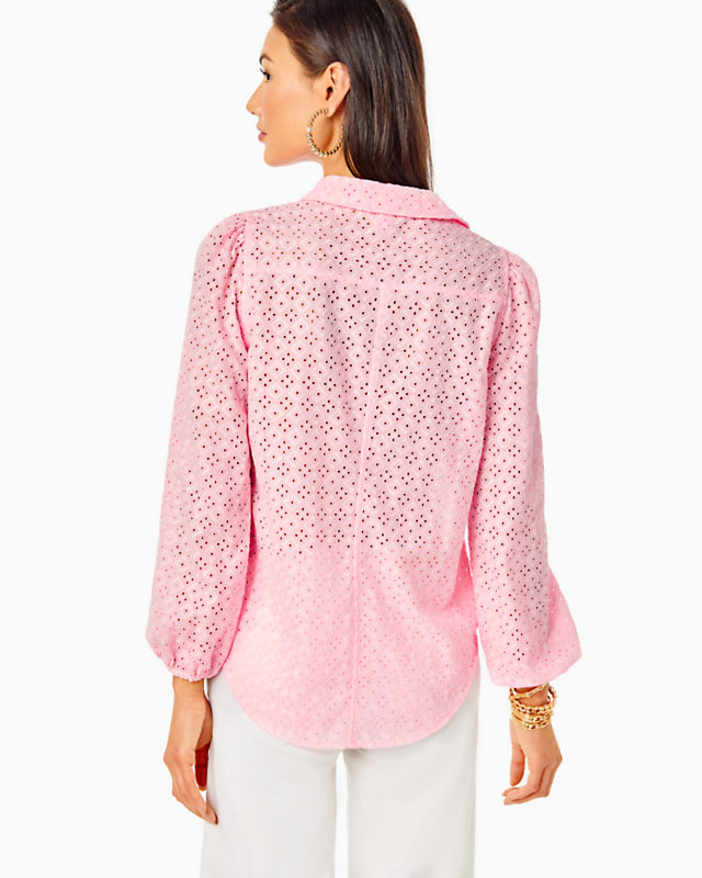 Sea Breeze Eyelet Button Down Top