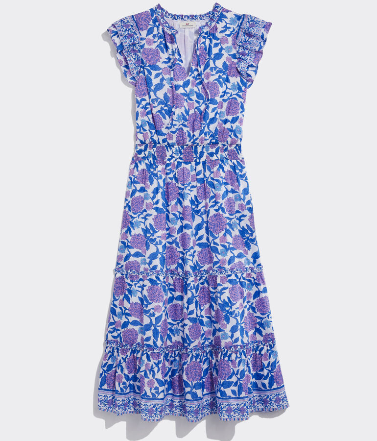 Hydrangea Block Print Maxi Dress